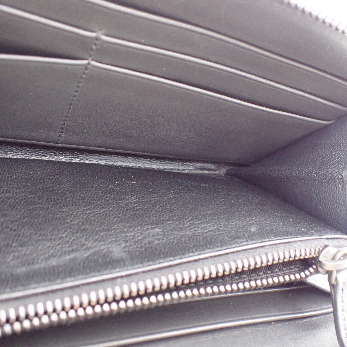 Bottega Veneta Intrecciato Long Zip  Wallet Leather, Black, Leather, Wallet