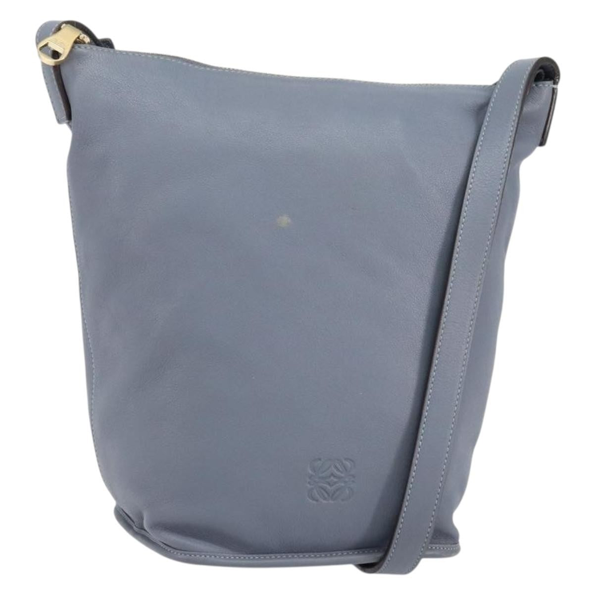 Loewe Anagram Shoulder Bag Leather, BLUE, LEATHER, Shoulder bag