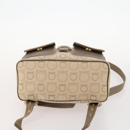 Salvatore Ferragamo Gancini Backpack Canvas, BEIGE, CANVAS, Backpack