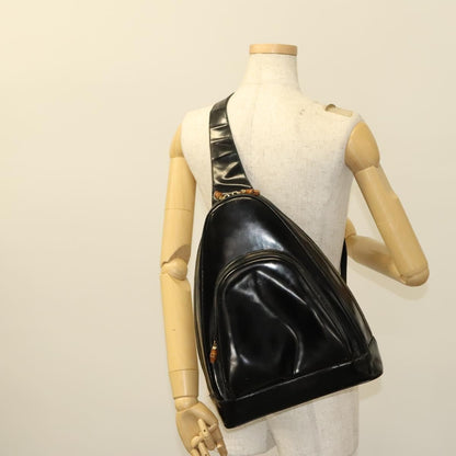 Gucci Vintage Bamboo Backpack Patent, Black, Patent Leather, Backpack
