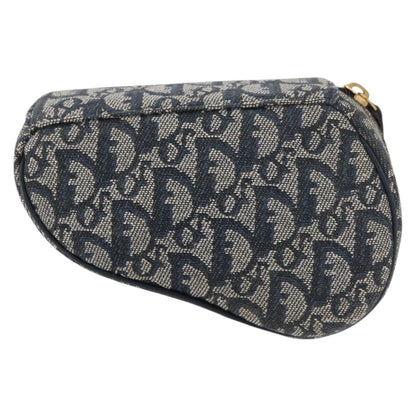 Christian Dior Vintage Saddle Coin Purse Diorissimo Canvas, Navy, Canvas, Clutch