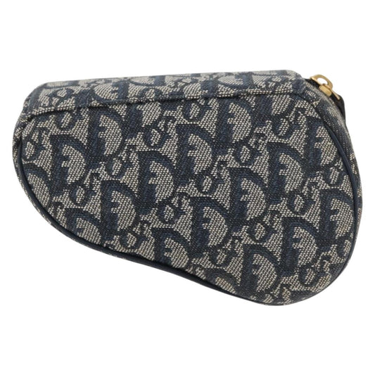 Christian Dior Vintage Saddle Coin Purse Diorissimo Canvas, Navy, Canvas, Clutch