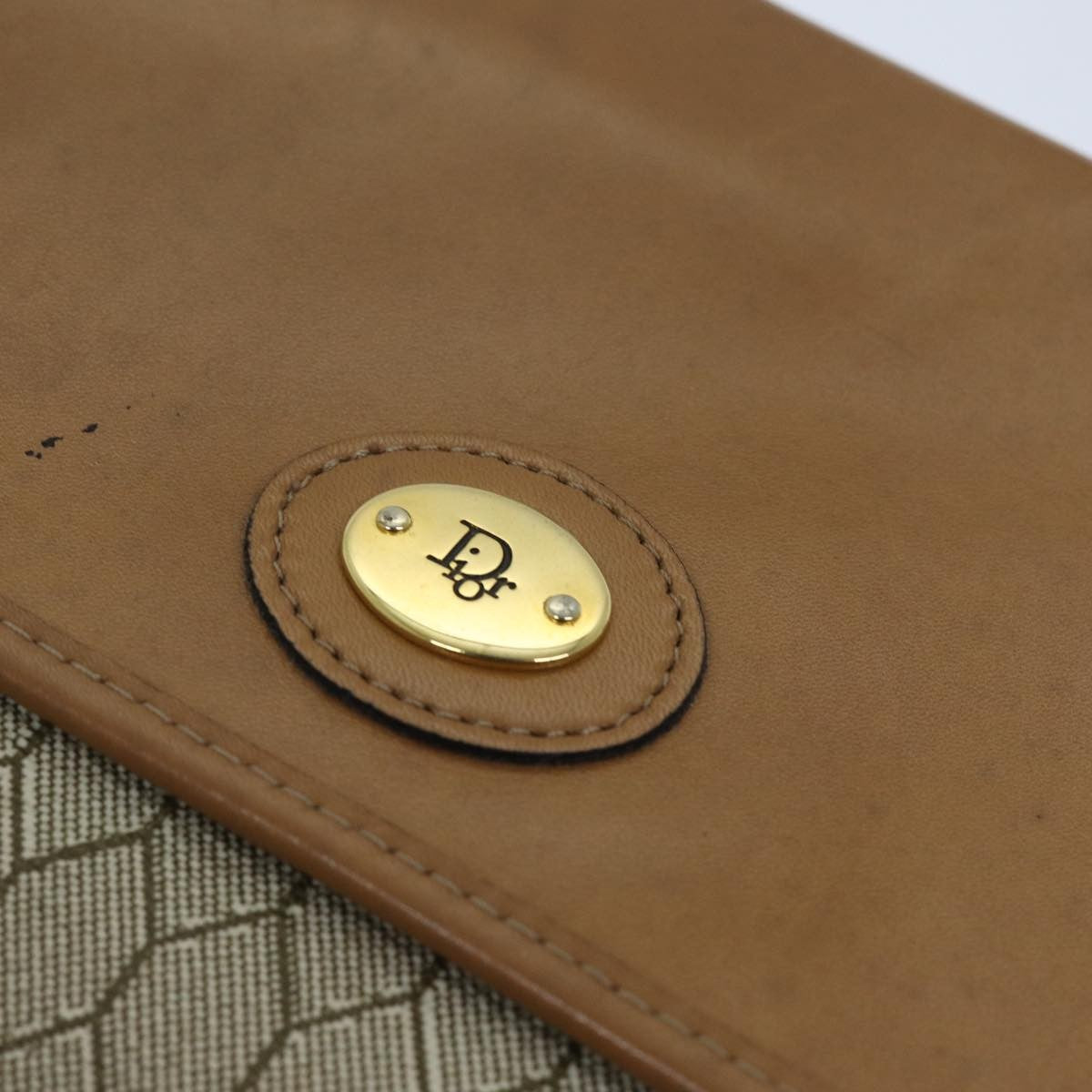 Christian Dior Vintage Honeycomb Flap Crossbody Bag Canvas and Leather, BEIGE, CANVAS, Crossbody bag