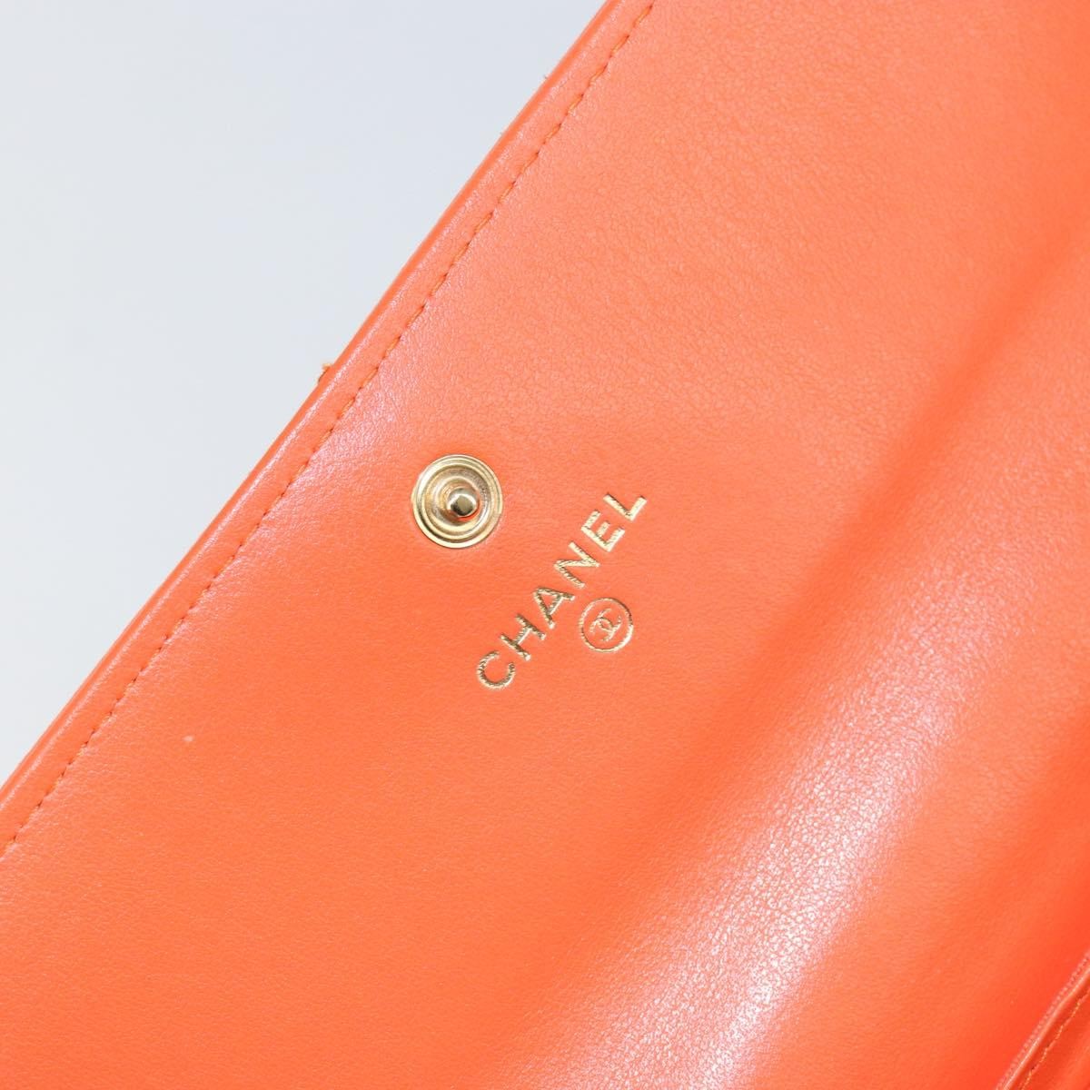 Chanel 19 Flap Wallet Quilted Lambskin, ORANGE, LEATHER, Wallets