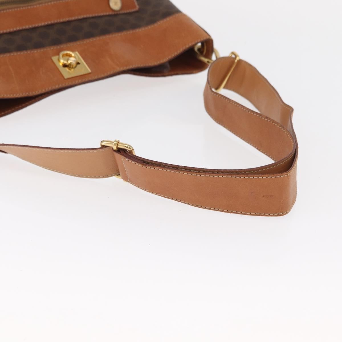 Celine Vintage Macadam Shoulder Bag Canvas and Leather, BROWN, CANVAS, Shoulder bag