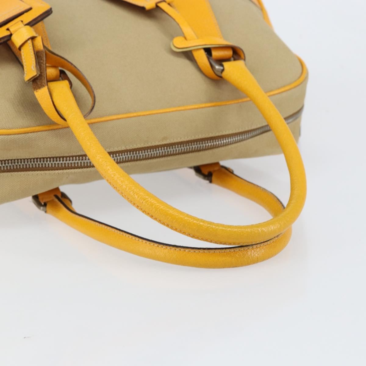 Prada Bowler Bag Canvas with Leather, BEIGE, CANVAS, Handbag