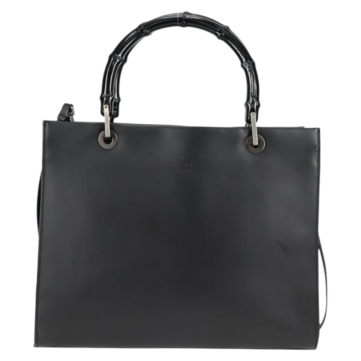 Gucci Bamboo Top Handle Convertible Tote Leather, BLACK, LEATHER, Tote bag