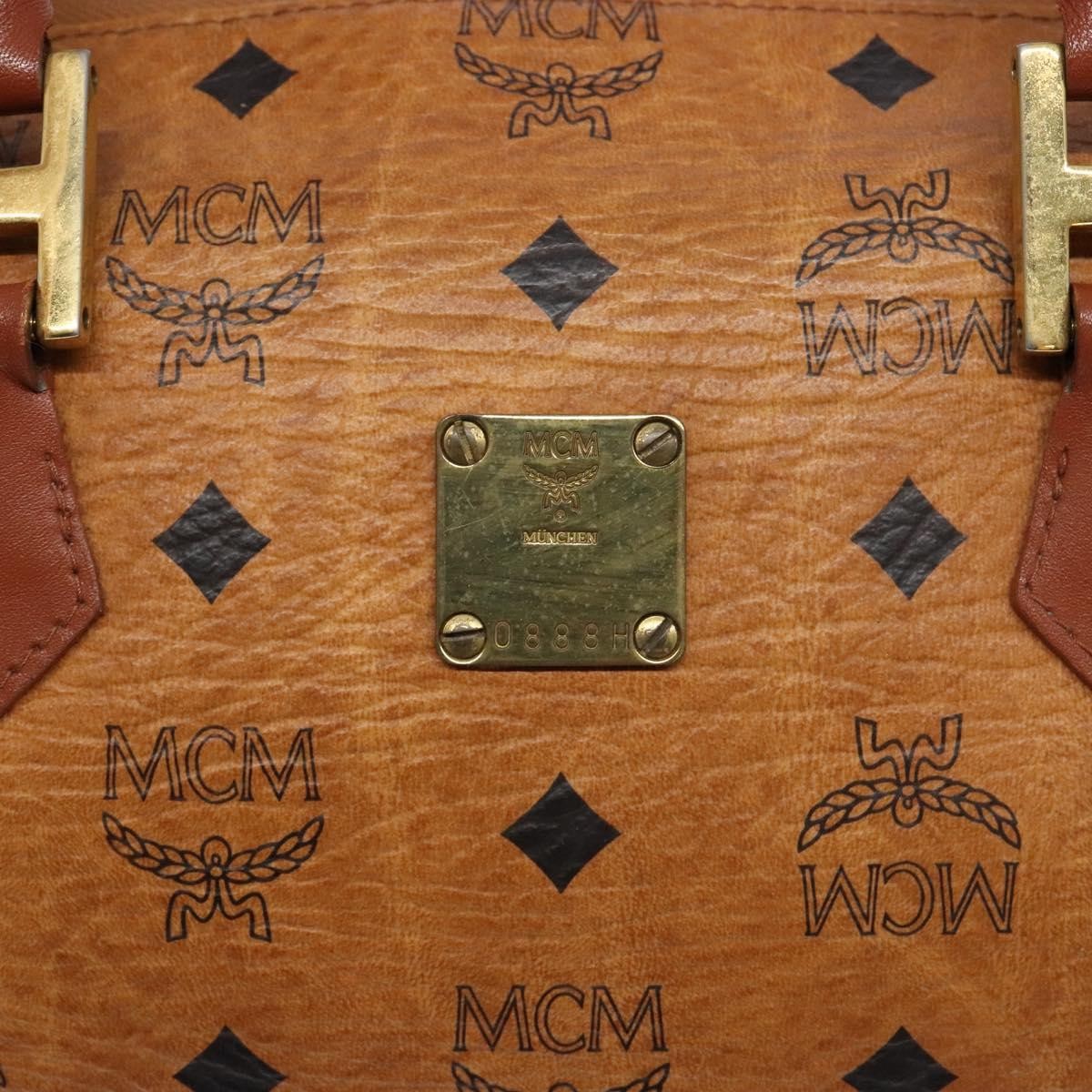 MCM Visetos logogramme Handbag Canvas and Leather, BROWN, PVC, Handbag