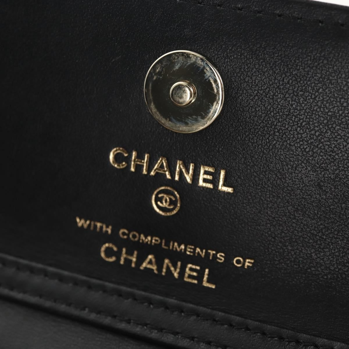Chanel Flap Card Holder on Chain Quilted Printed Canvas, Beige, Satin, Clutch