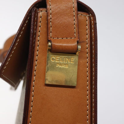 Celine Vintage Macadam Shoulder Bag Canvas and Leather, Beige, Canvas, Shoulder Bag