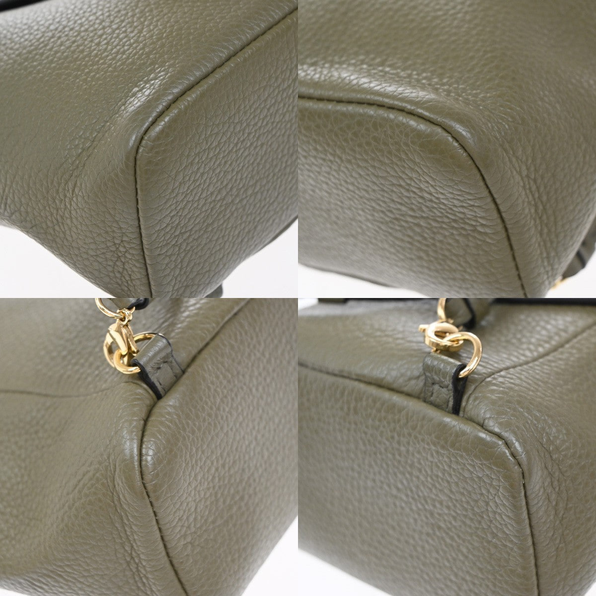 Salvatore Ferragamo Gancini Backpack Leather, KHAKI, LEATHER, Backpack