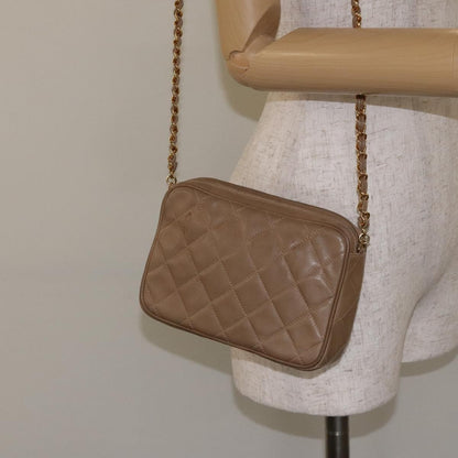 Chanel Vintage Camera Tassel Bag Lambskin, BEIGE, LEATHER, Crossbody bag