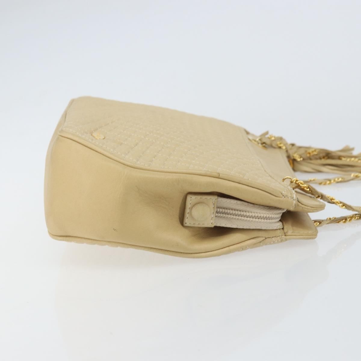 Bally Vintage Chain Shoulder Bag Quilted Leather, BEIGE, LEATHER, Shoulder bag