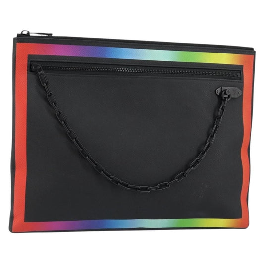 Louis Vuitton Pochette A4 Rainbow Taiga Leather, BLACK, LEATHER, Clutche & pouche