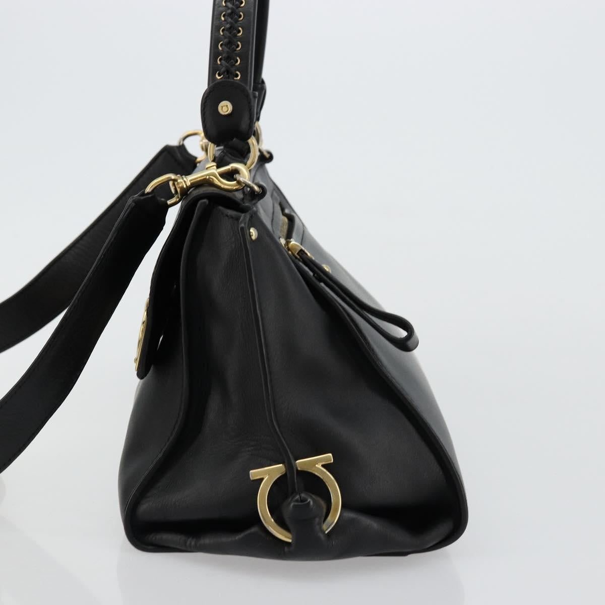 Salvatore Ferragamo Sofia Satchel Leather, Black, Leather, Handbag