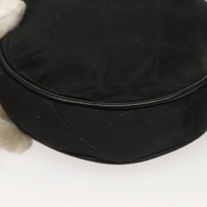 Chanel Vintage Round Tassel Crossbody Bag Quilted Satin, BLACK, SATIN, Shoulder bag