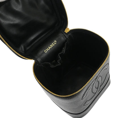 Chanel Vintage Timeless Cosmetic Case Caviar, BLACK, LEATHER, Handbag