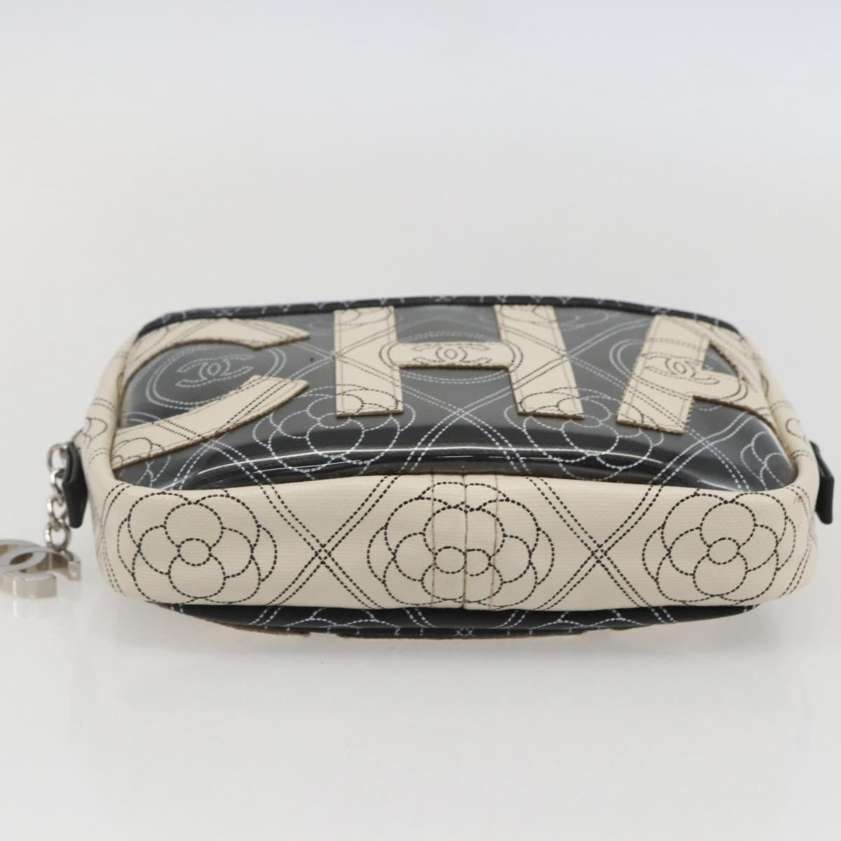 Chanel Logo Camera Case Clutch Printed Coated Canvas, Black, PVC, Clutch