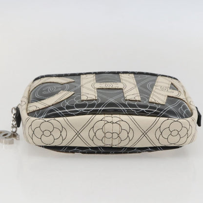 Chanel Logo Camera Case Clutch Printed Coated Canvas, Black, PVC, Clutch