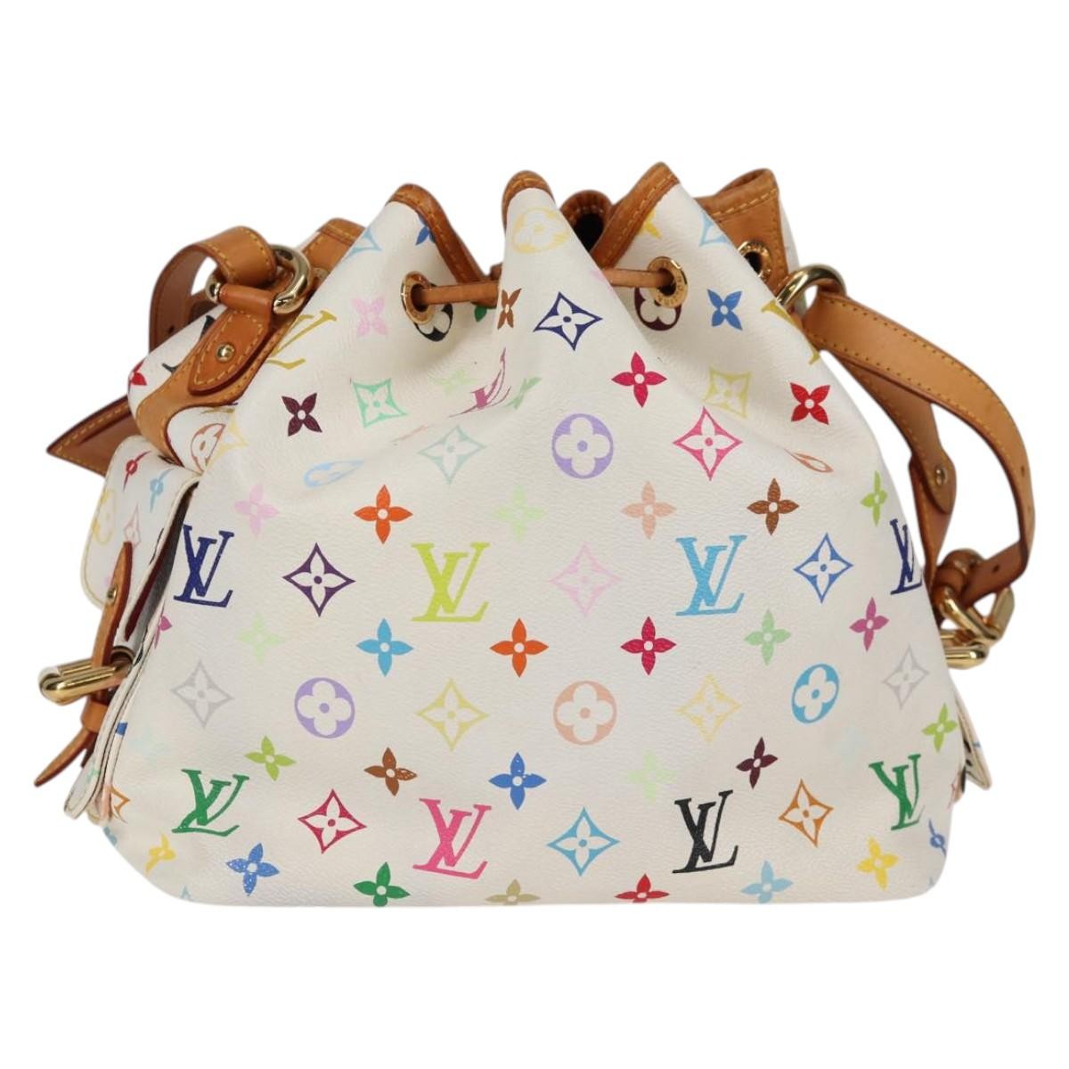 Louis Vuitton Petit Noe Handbag Monogram Multicolor, WHITE, CANVAS, Handbag