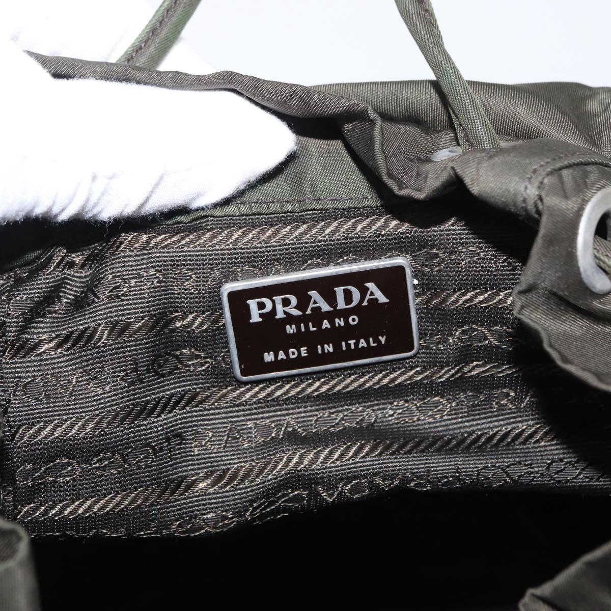 Prada Front Pocket Backpack Tessuto, Khaki, Nylon, Backpack