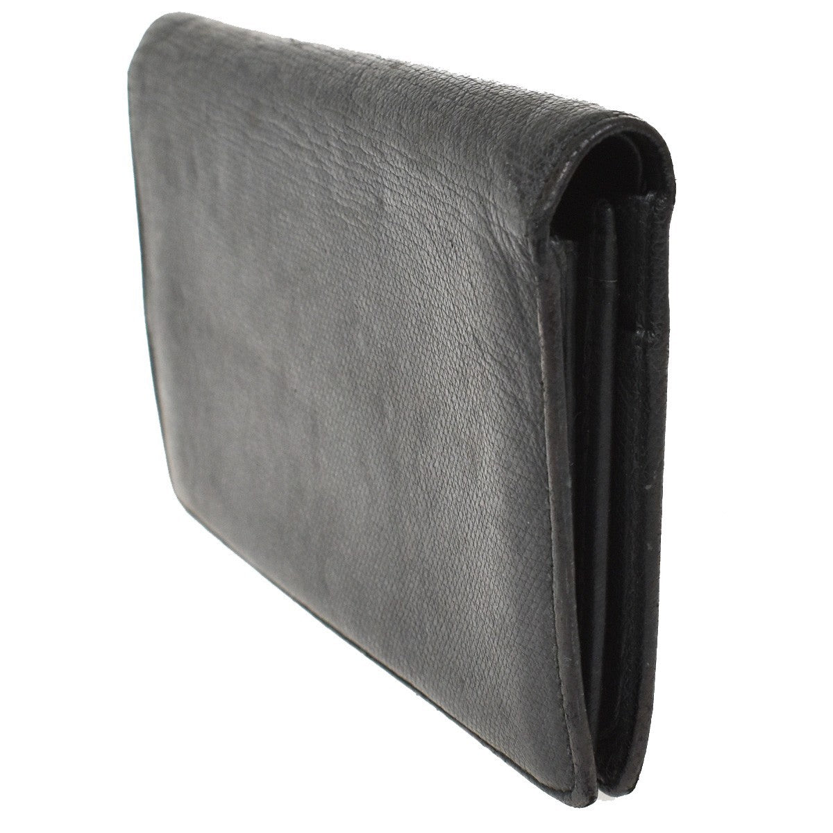 Chanel CC Button Bi-Fold Wallet Leather, BLACK, LEATHER, Wallets