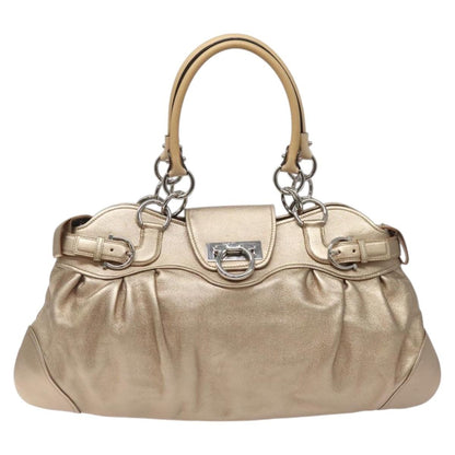 Salvatore Ferragamo Marisa Satchel Leather, GOLD, LEATHER, Handbag