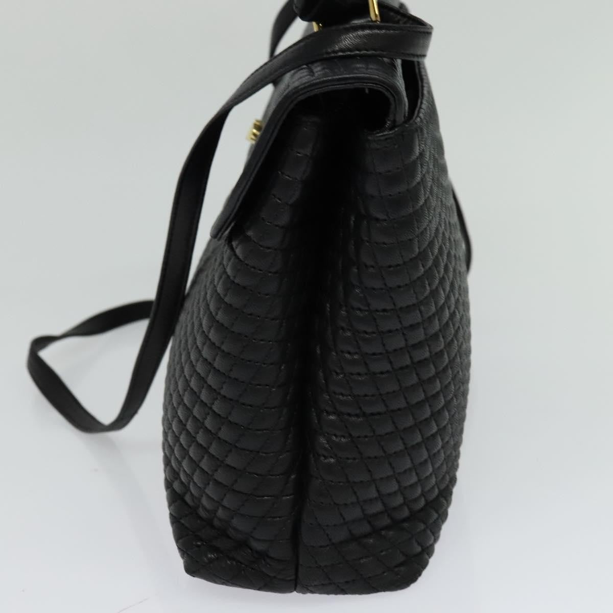 Bally Vintage Handbag Quilted Leather, BLACK, LEATHER, Handbag