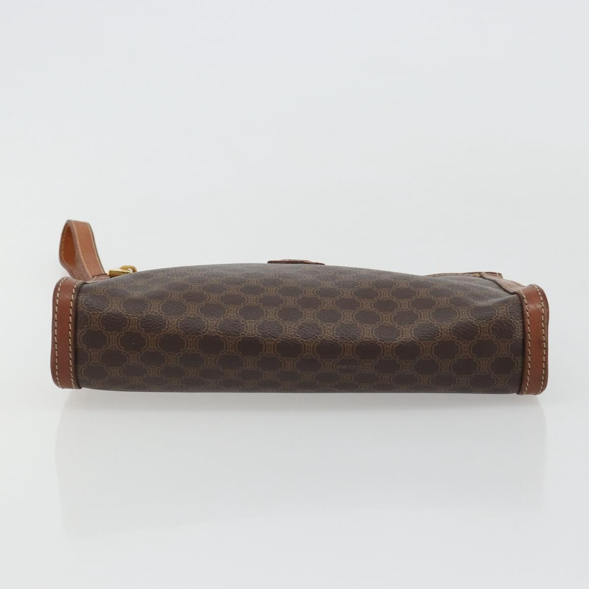 Celine Logo Triomphe Pouch Canvas and leather, Brown, Canvas, Clutch