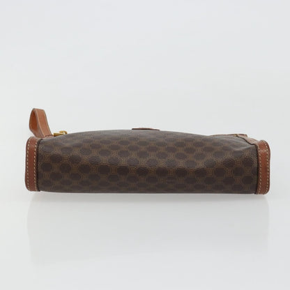 Celine Logo Triomphe Pouch Canvas and leather, Brown, Canvas, Clutch