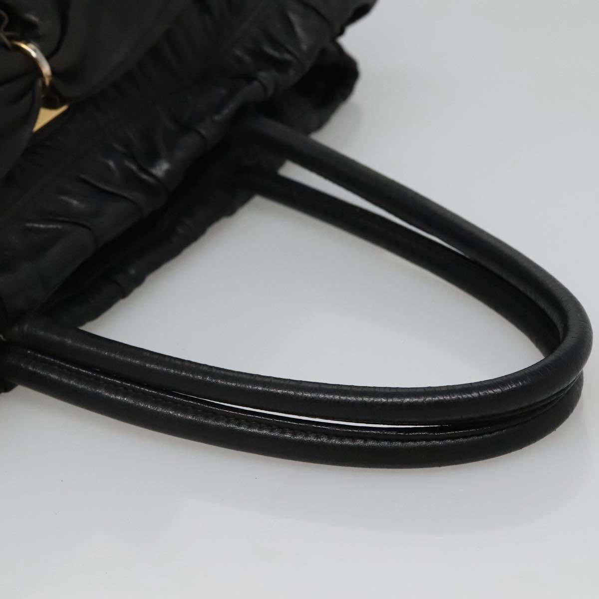 Prada Gaufre Ribbon handbag Leather, BLACK, LEATHER, Tote bag