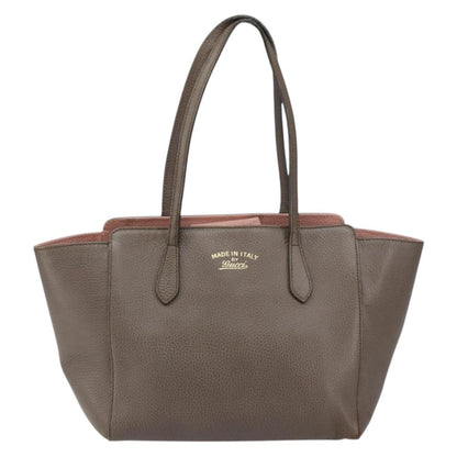Gucci Swing Tote Leather, GRAY, LEATHER, Tote bag