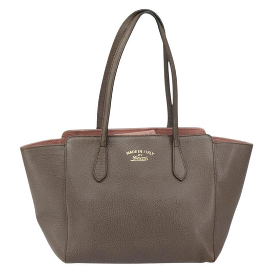 Gucci Swing Tote Leather, GRAY, LEATHER, Tote bag