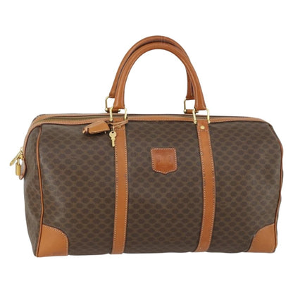 Celine Vintage Macadam Boston bag Canvas and Leather, BROWN, CANVAS, Travel bag