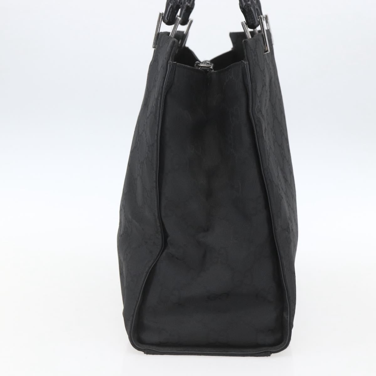Gucci Vintage Bamboo Handle Tote GG Nylon, Black, Nylon, Tote Bag