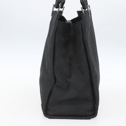 Gucci Vintage Bamboo Handle Tote GG Nylon, Black, Nylon, Tote Bag