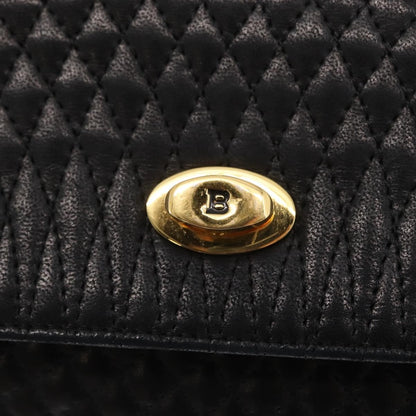 Bally Vintage Handbag Quilted Leather, BLACK, LEATHER, Handbag