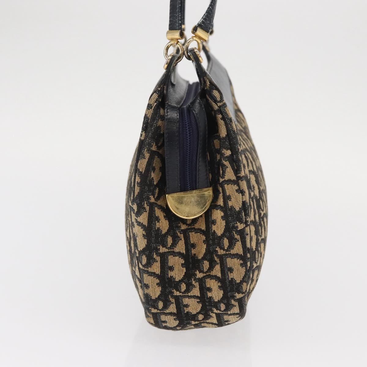 Christian Dior Vintage Trotter Shoulder Bag Canvas, NAVY, CANVAS, Shoulder bag