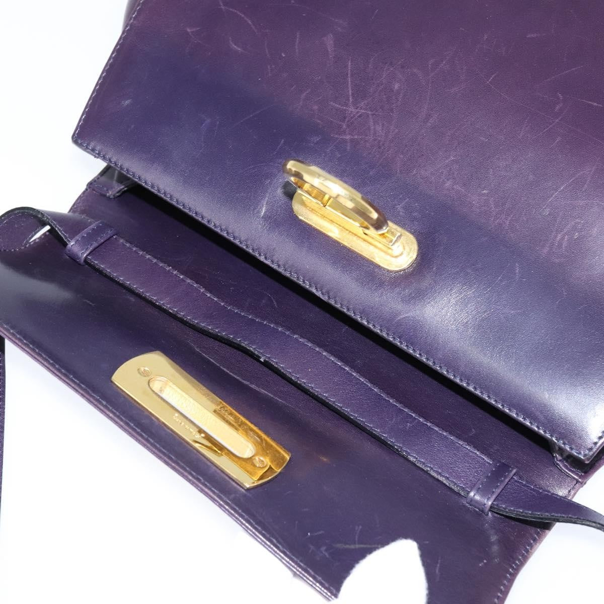 Salvatore Ferragamo Gancini Shoulder Bag Leather, NAVY, LEATHER, Shoulder bag