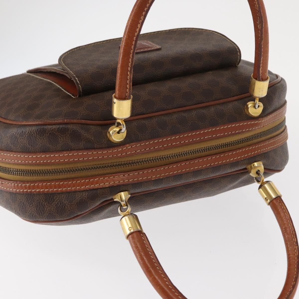 Celine Vintage Macadam Handbag Canvas and Leather, BROWN, CANVAS, Handbag