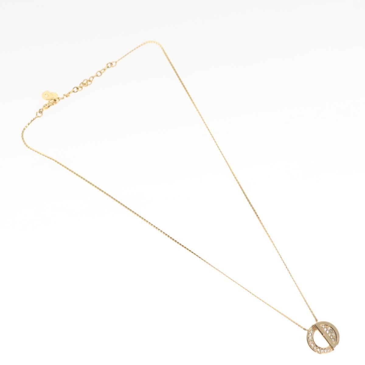 Christian Dior CD Pendant Necklace Metal and Crystals, GOLD, METAL, Necklace