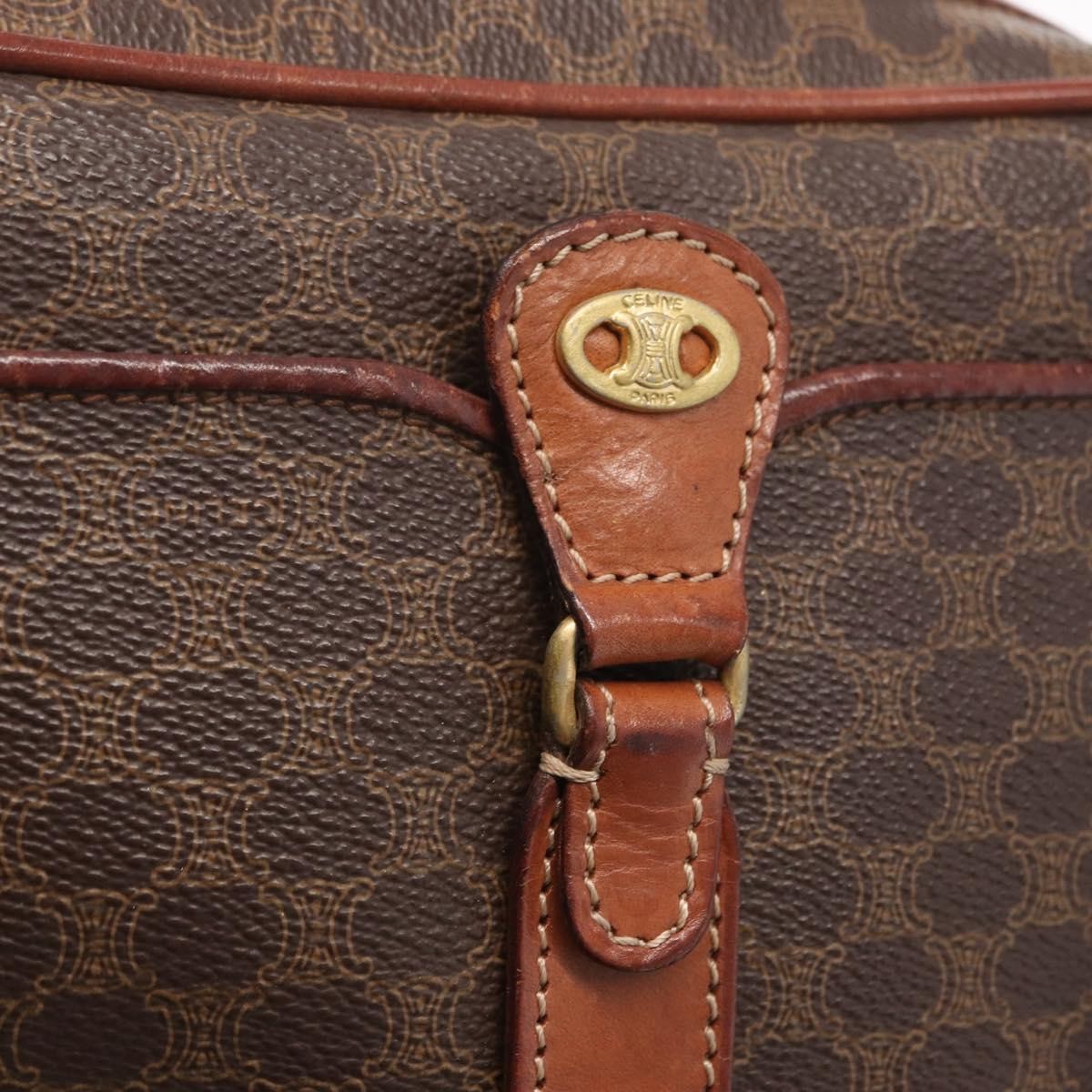 Celine Macadam Shoulder Bag Canvas, BROWN, CANVAS, Shoulder bag