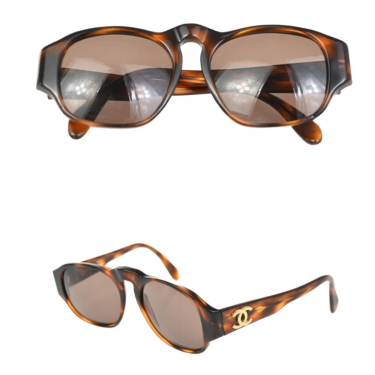 Chanel Logo CC Sunglasses Plastic, Brown, Plastic, Sunglasses