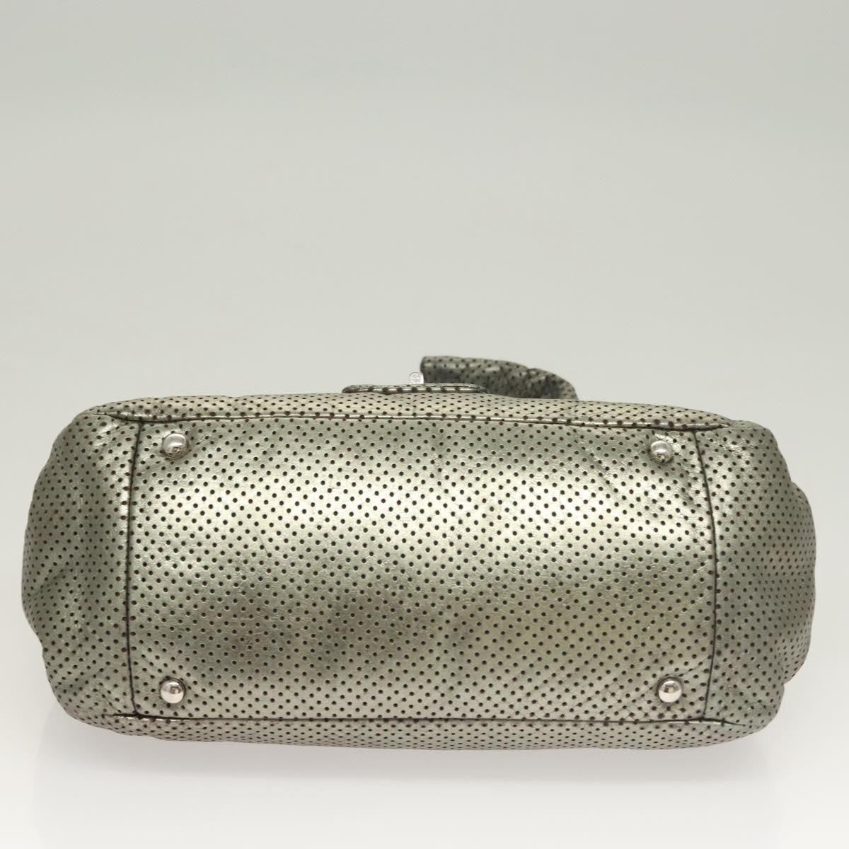 Chanel Drill Flap Bag Perforated Leather, SILVER, LEATHER, Shoulder bag