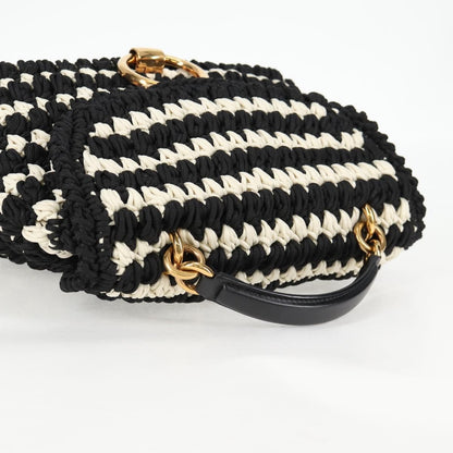 Salvatore Ferragamo Margot Satchel Braided Fabric, WHITE, POLYESTER, Handbag