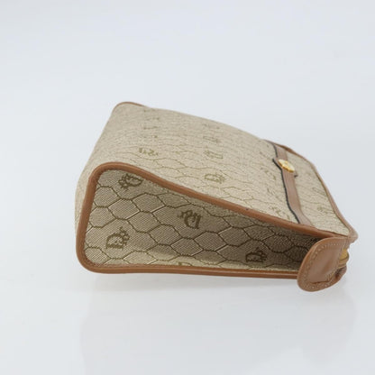 Christian Dior Vintage Honeycomb Zip Pouch Coated Canvas, Beige, Canvas, Clutch