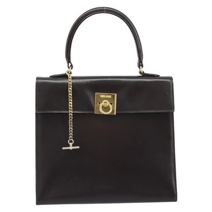 Celine Vintage Logo Top Handle Bag Leather, BROWN, LEATHER, Handbag