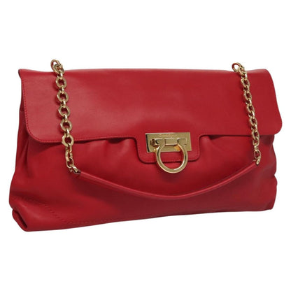 Salvatore Ferragamo Gancini Chain Shoulder bag Leather, RED, LEATHER, Shoulder bag