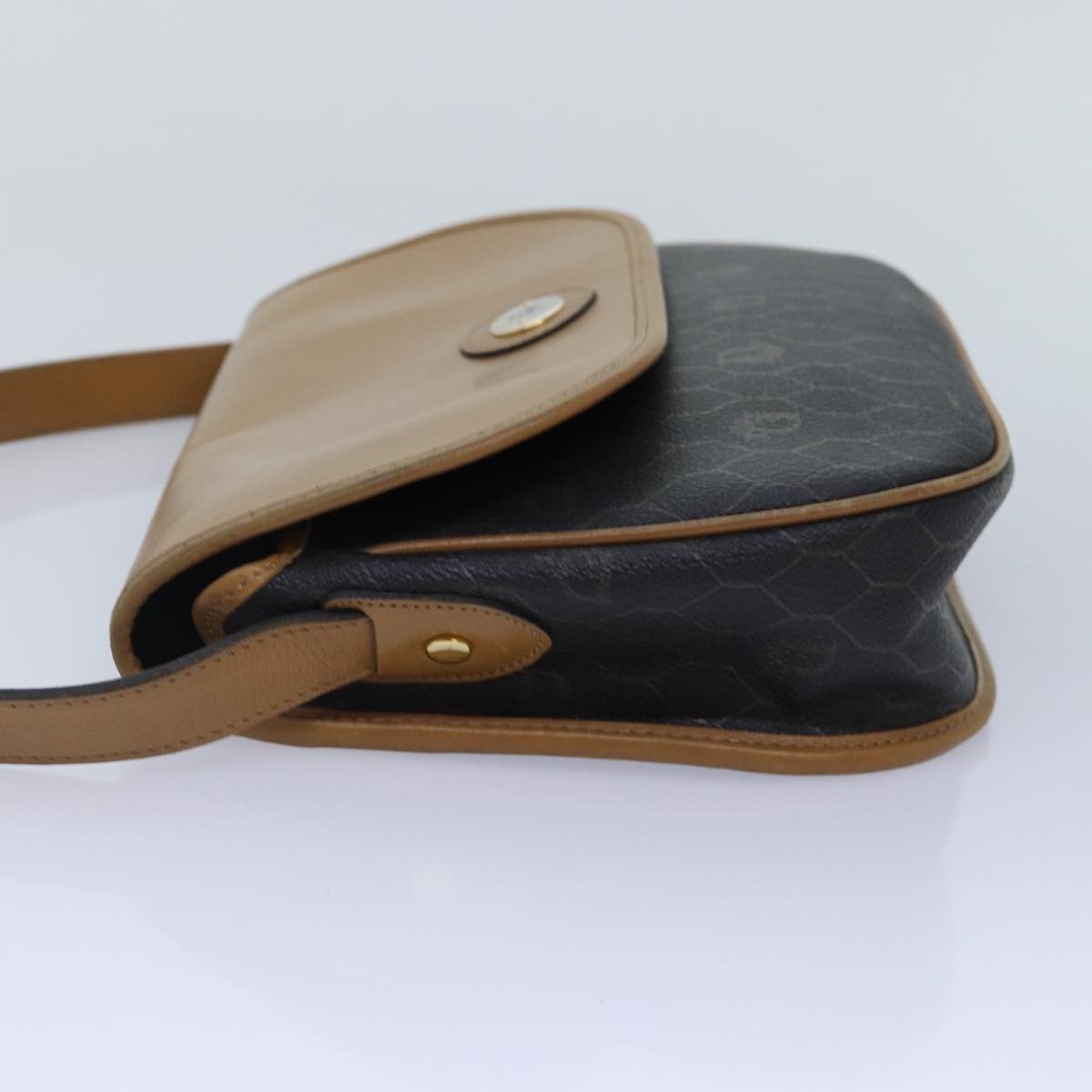 Christian Dior Vintage Honeycomb Flap Crossbody Bag Canvas and Leather, BLACK, CANVAS, Crossbody bag