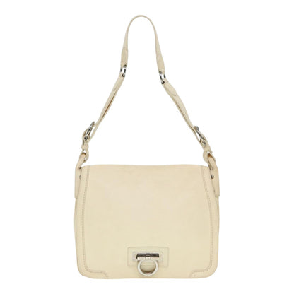 Salvatore Ferragamo Gancini Shoulder Bag Leather, White, Leather, Handbag